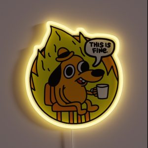 This Is Fine Funny Meme RGB Neon Sign This Is Fine Funny Meme RGB Neon Sign