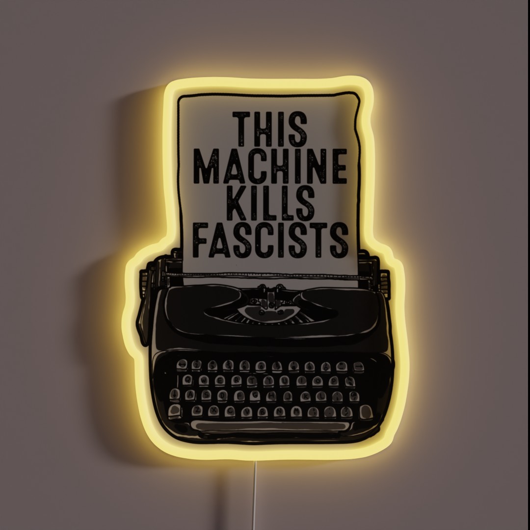 This Machine Kills Fascists Typewriter Black RGB Neon Sign This Machine Kills Fascists Typewriter Black RGB Neon Sign