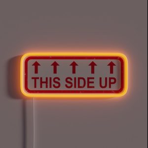 This Side UP Warning Label Stamp RGB Neon Sign This Side UP Warning Label Stamp RGB Neon Sign