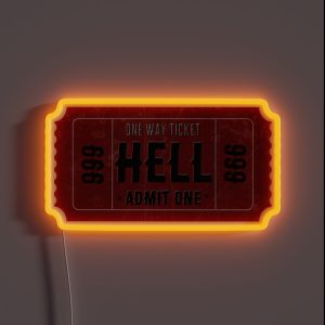 Ticket To Hell Cool Funny Helmet Motorcycle Or Car Bumper RGB Neon Sign
