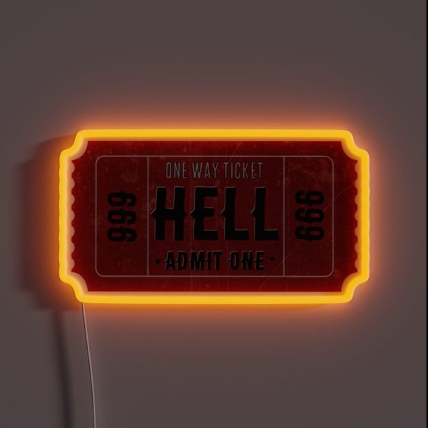 Ticket To Hell Cool Funny Helmet Motorcycle RGB Neon Sign