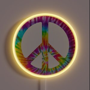 Tie Dye Peace Sign Mask RGB Neon Sign
