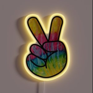 Tie Dye Peace Sign RGB Neon Sign