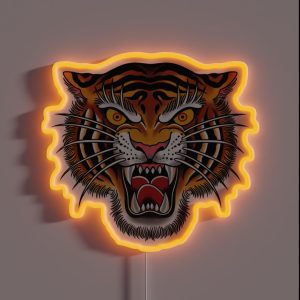 Tiger Head Tattoo Design RGB Neon Sign Tiger Head Tattoo Design RGB Neon Sign