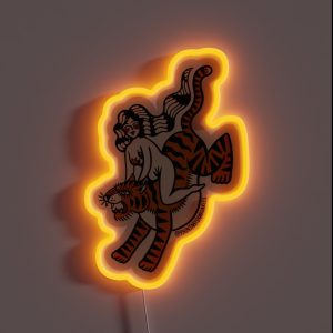 Tiger Lady Tattoo Flash RGB Neon Sign Tiger Lady Tattoo Flash RGB Neon Sign