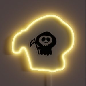 Tiny Grim Reaper Doodle RGB Neon Sign