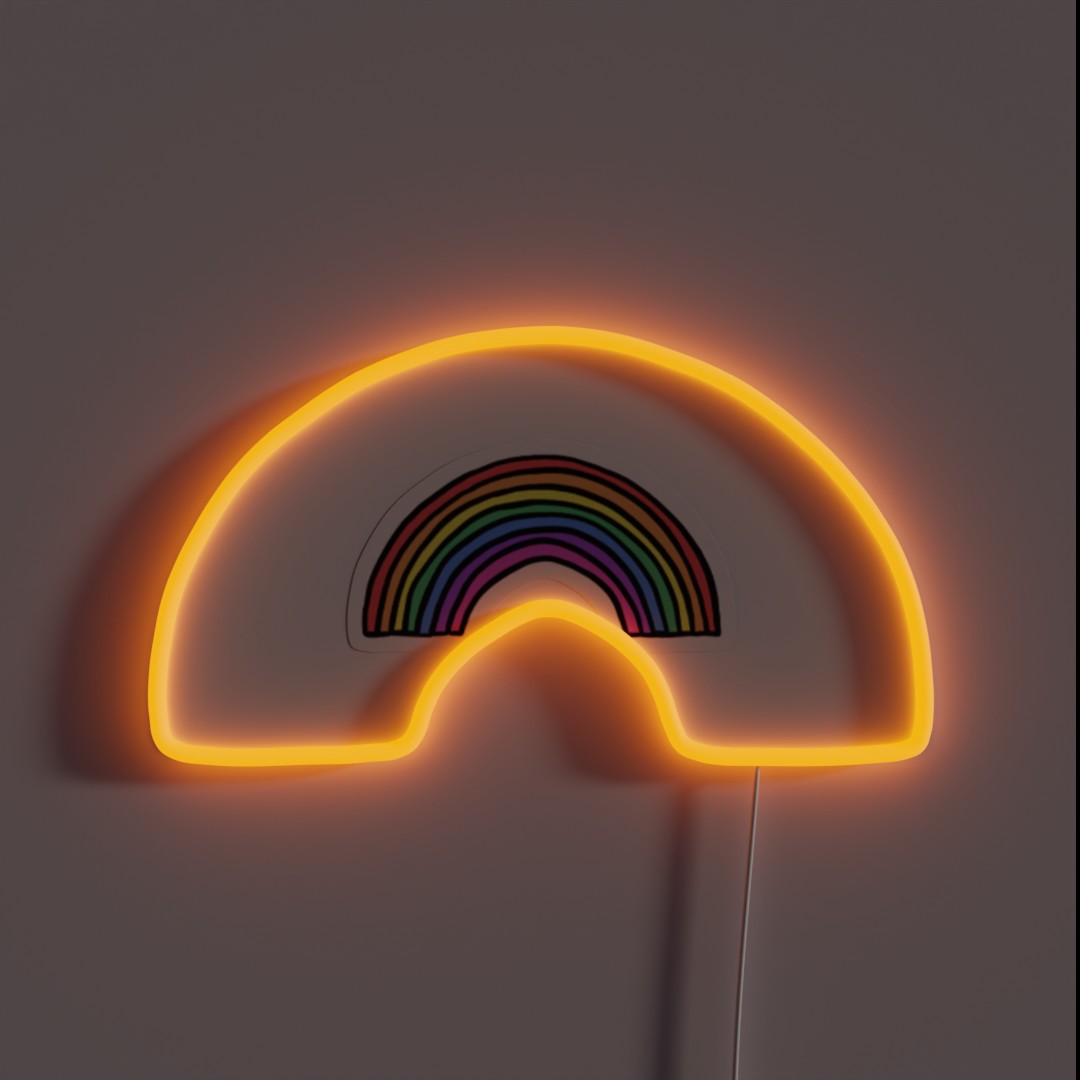 Tiny Rainbow Original Hand Drawn Miniature RGB Neon Sign Tiny Rainbow Original Hand Drawn Miniature RGB Neon Sign