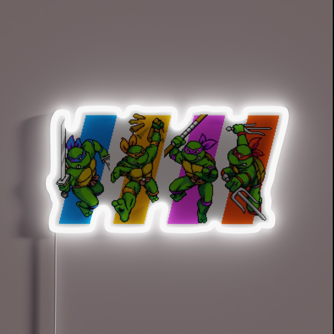 TMNT Turtles In Time Characters RGB Neon Sign TMNT Turtles In Time Characters RGB Neon Sign