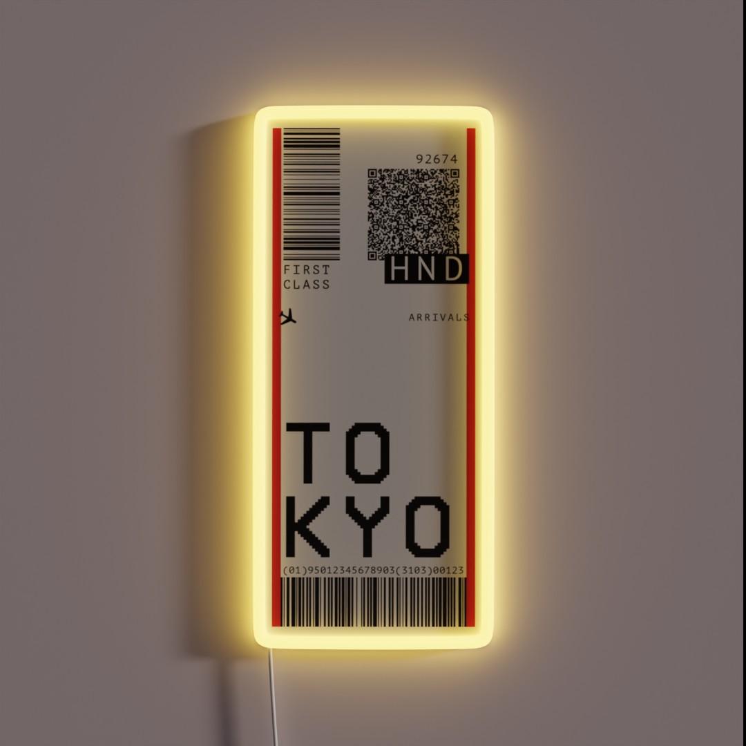Tokyo Airport Ticket RGB Neon Sign Tokyo Airport Ticket RGB Neon Sign