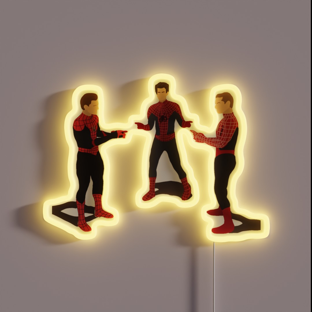 Tom Holland Andrew Garfield Tobey Maguire RGB Neon Sign Tom Holland Andrew Garfield Tobey Maguire RGB Neon Sign