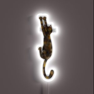 Tortoise Shell Cat Hanging On Tortie Cat With Yellow Eyes RGB Neon Sign