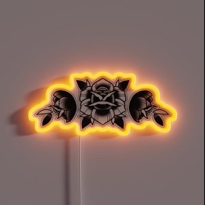 Traditional Rose Tattoo Design RGB Neon Sign Traditional Rose Tattoo Design RGB Neon Sign