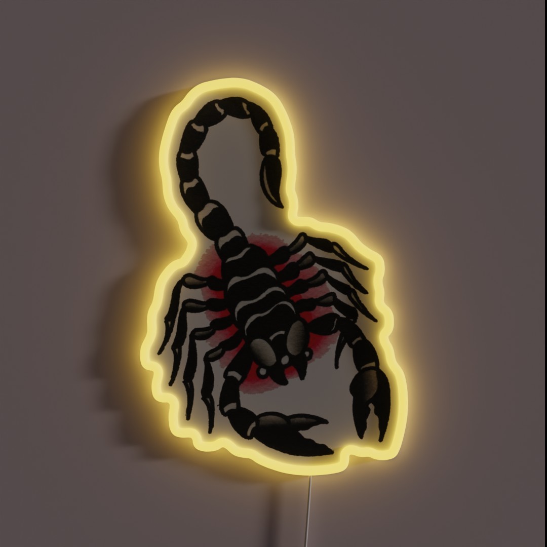 Traditional Scorpion Tattoo Design RGB Neon Sign Traditional Scorpion Tattoo Design RGB Neon Sign