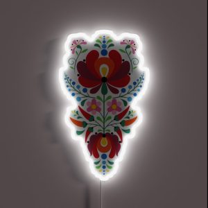 Traditional Style Hungarian Flowers Design On White RGB Neon Sign