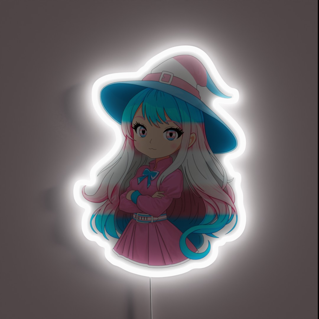 Transgender Cute Anime Witch MTF RGB Neon Sign Transgender Cute Anime Witch MTF RGB Neon Sign