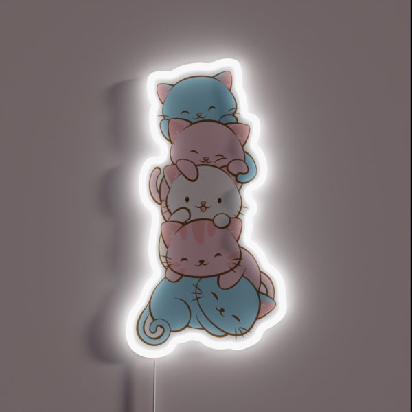 Transgender Pride Flag Cute Kawaii Cats RGB Neon Sign