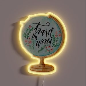 Travel The World Globe RGB Neon Sign Travel The World Globe RGB Neon Sign