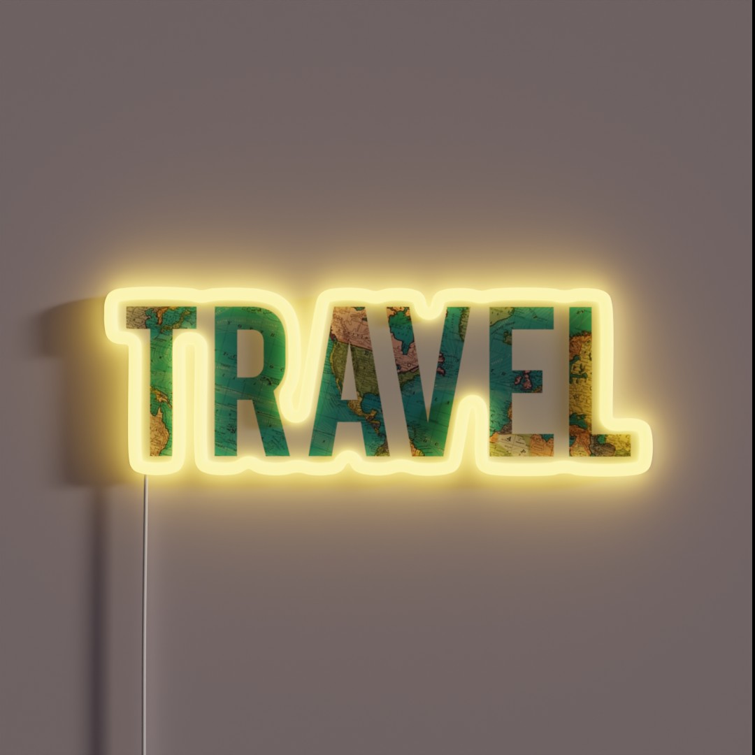 Travel World Map RGB Neon Sign Travel World Map RGB Neon Sign