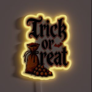 Trick Or Treat Halloween Candy Bag RGB Neon Sign