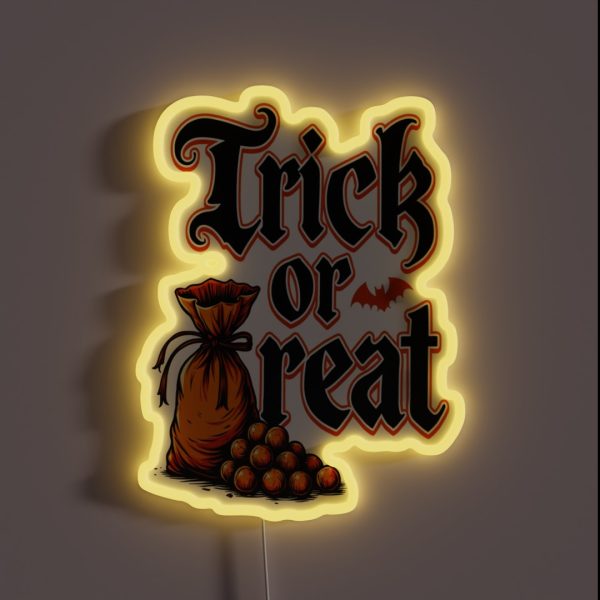 Trick Or Treat Halloween Candy Bag RGB Neon Sign