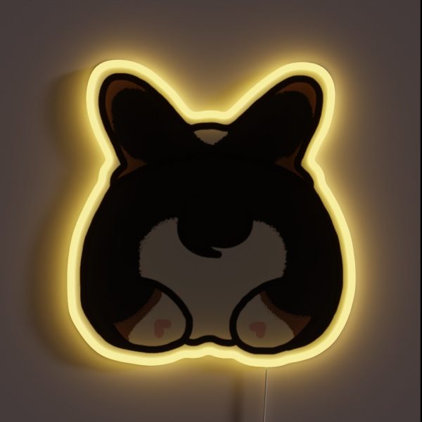 Tricolor Corgi Butt RGB Neon Sign