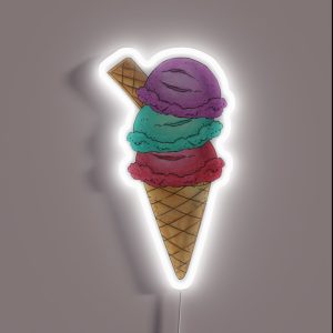 Triple Scoop Ice Cream Cone RGB Neon Sign Triple Scoop Ice Cream Cone RGB Neon Sign