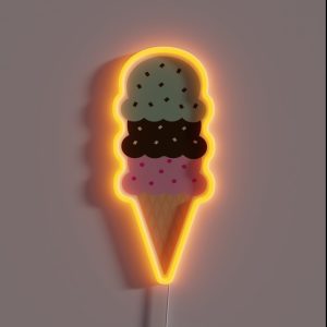 Triple Scoop Ice Cream Cone RGB Neon Sign
