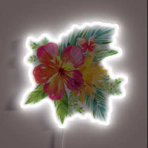 Tropical Colorful Flowers RGB Neon Sign