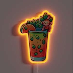 Tropical Monkey Mojito Cocktail RGB Neon Sign