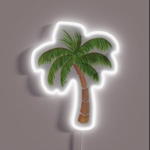 Tropical Palm Tree Watercolor RGB Neon Sign