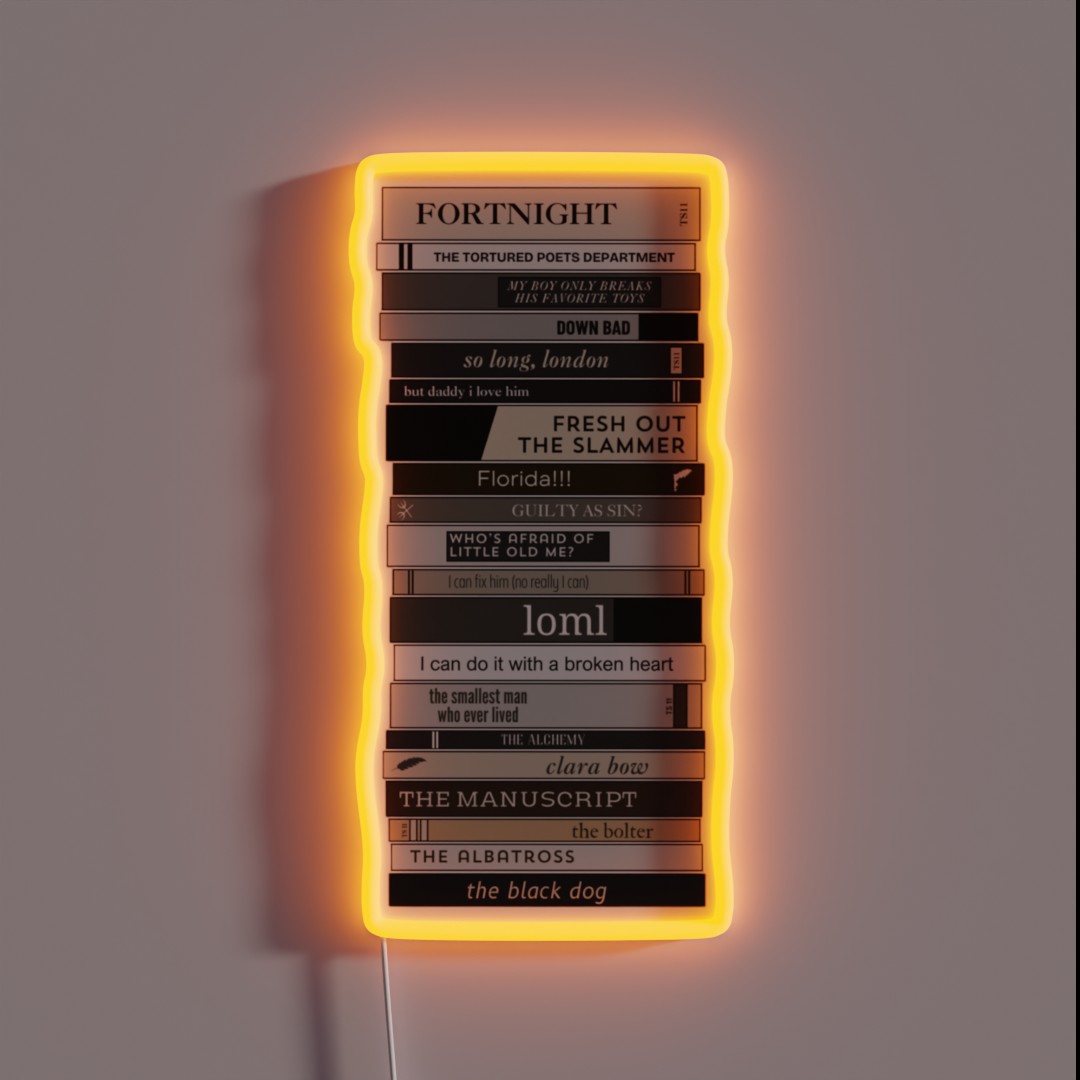 TTPD Bookshelf All Songs RGB Neon Sign TTPD Bookshelf All Songs RGB Neon Sign