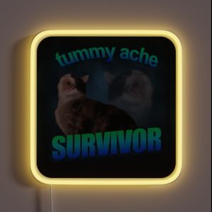 Tummy Ache Survivor Cat Word Art RGB Neon Sign