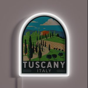 Tuscany Italy Vineyard Travel Retro Emblem RGB Neon Sign