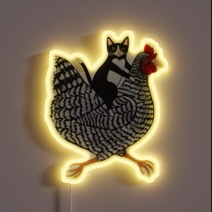 Tuxedo Cat Chicken Ride RGB Neon Sign