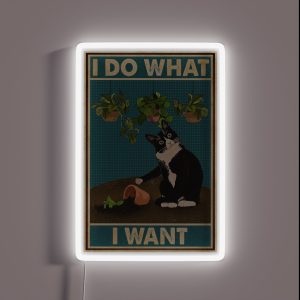 Tuxedo Cat Gardening Funny Quotes RGB Neon Sign