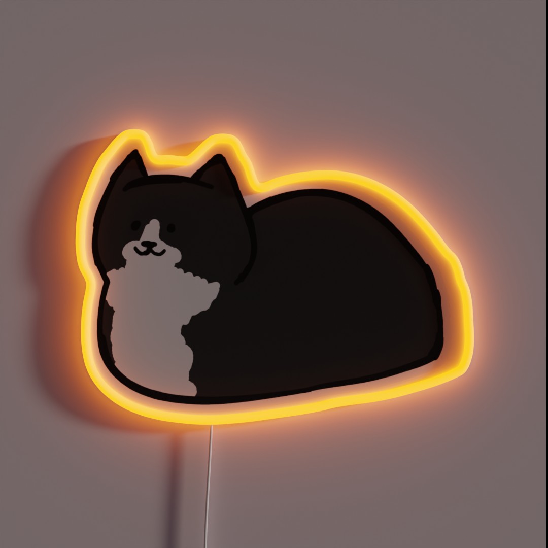 Tuxedo Cat Loaf RGB Neon Sign Tuxedo Cat Loaf RGB Neon Sign