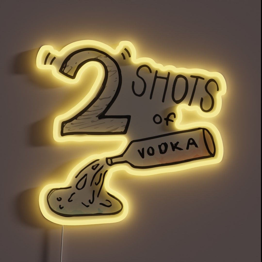 Two Shots Of Vodka RGB Neon Sign Two Shots Of Vodka RGB Neon Sign