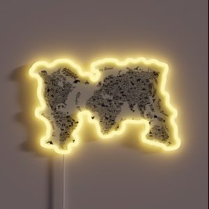 Typography World Map RGB Neon Sign