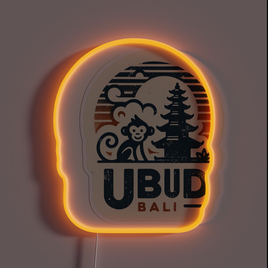 Ubud Bali Indonesia Monkey Vintage RGB Neon Sign Ubud Bali Indonesia Monkey Vintage RGB Neon Sign