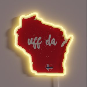 UFF DA Wisconsin W Norway Heart Flag RGB Neon Sign UFF DA Wisconsin W Norway Heart Flag RGB Neon Sign