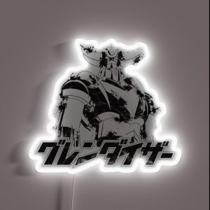 UFO Robo Grendizer Goldorak Super Robot Line Art Ink Blot Design RGB Neon Sign