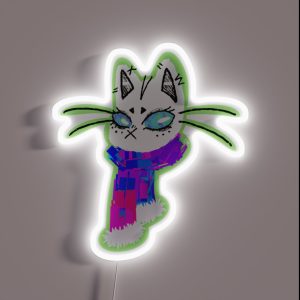 Ugly Cat In A Scarf RGB Neon Sign Ugly Cat In A Scarf RGB Neon Sign