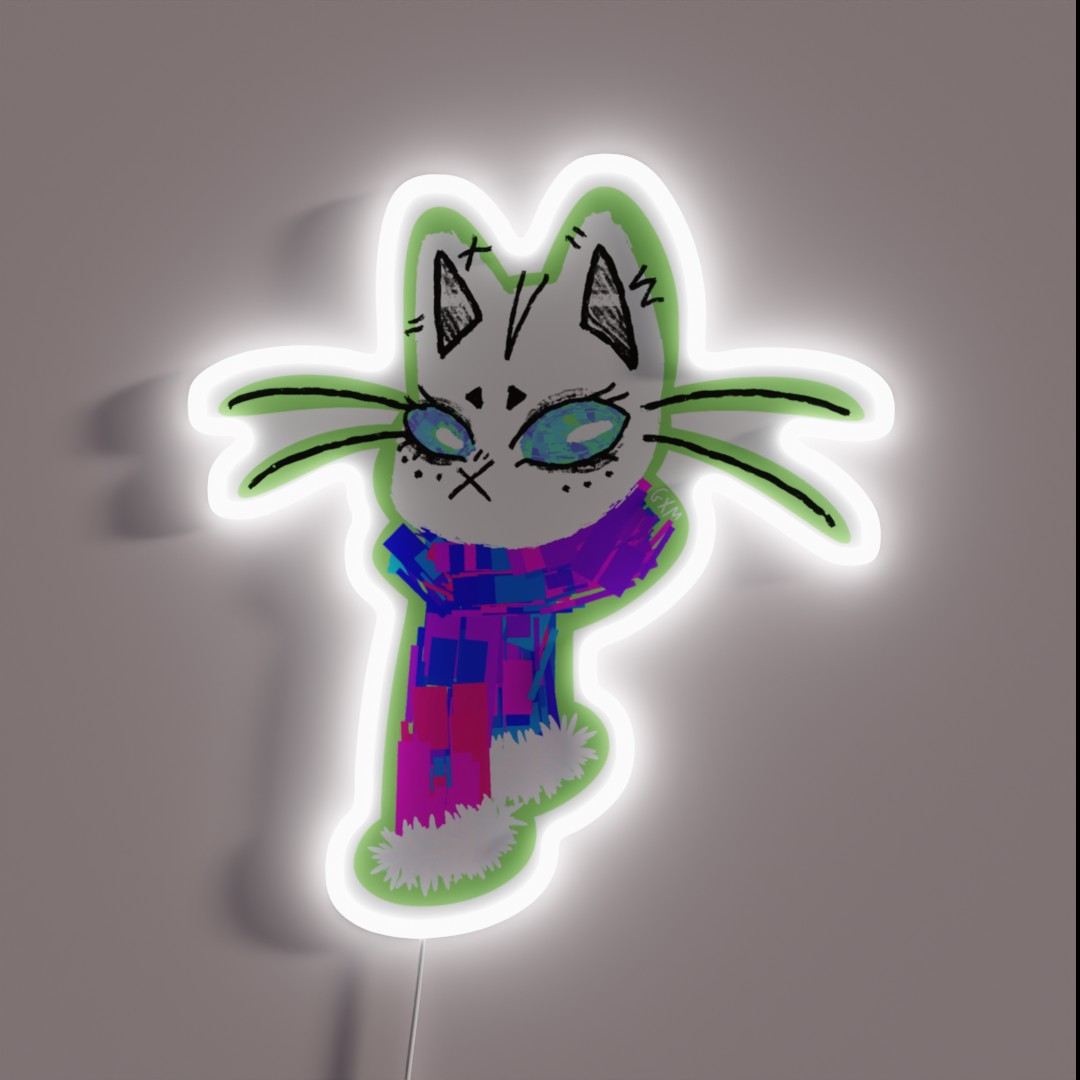 Ugly Cat In A Scarf RGB Neon Sign Ugly Cat In A Scarf RGB Neon Sign