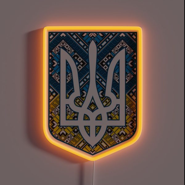 Ukraine Coat Of Arms Trident Tryzub RGB Neon Sign