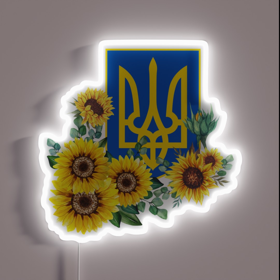 Ukraine Trident Sunflowers RGB Neon Sign Ukraine Trident Sunflowers RGB Neon Sign
