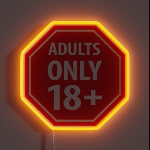 Under Eighteen Years Prohibition Sign Adults Only RGB Neon Sign