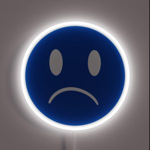 Unhappy Smiley Blue RGB Neon Sign