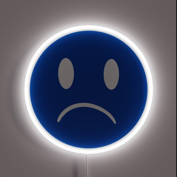 Unhappy Smiley Blue RGB Neon Sign
