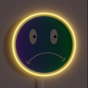 Unhappy Smiley Blue RGB Neon Sign