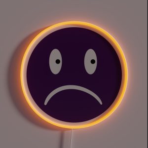 Unhappy Smiley Purple RGB Neon Sign